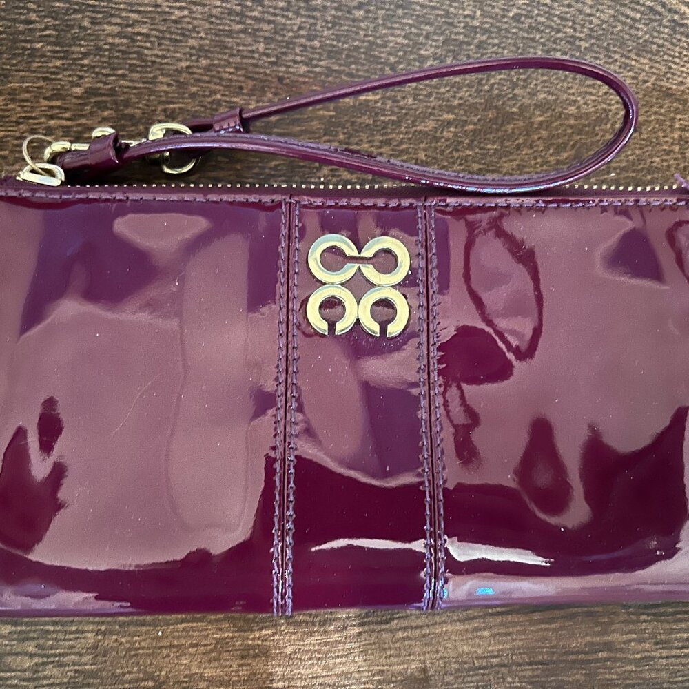 Patent leather Coach wristlet